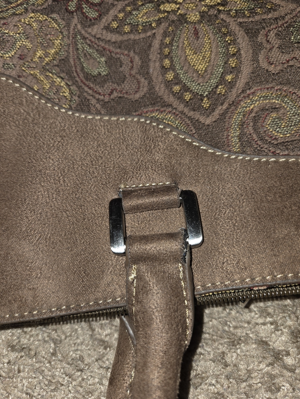 Reba McEntire Tapestry Faux Suede Small Duffle Bag Carry On Weekender Paisley16 - Picture 14 of 14